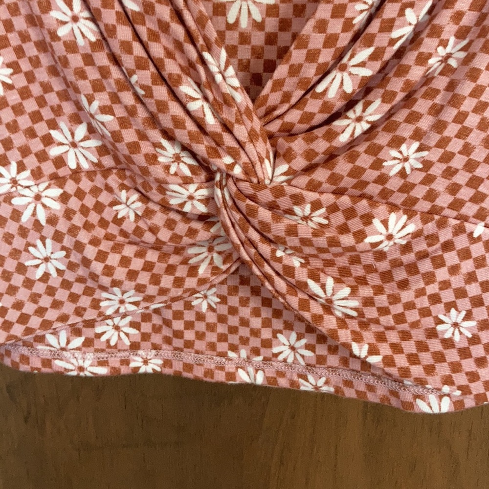 SO reversible twist tee crop top check daisy print floral boho XXL jrs - Picture 5 of 17